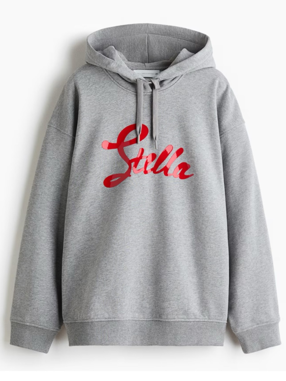NWT Stella McCartney OVERSIZED PRINTED COTTON HOODIE Grey Melange Size US XL
